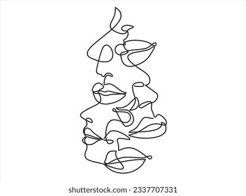 Womans abstract face continuous  one line drawing. Female portrait minimalist style. Modern minimal print. Trendy Illustration for cosmetics. Continuous line art. Fashion minimal print. beauty logo. 