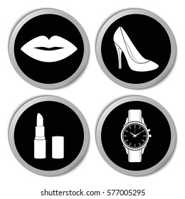 Woman's accessories icons - vector stickers  set