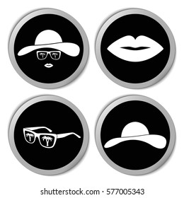 Woman's accessories icons - vector stickers  set