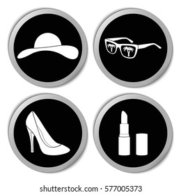 Woman's accessories icons - vector stickers  set