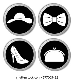 Woman's accessories icons - vector stickers  set