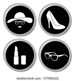 Woman's accessories icons - vector stickers  set