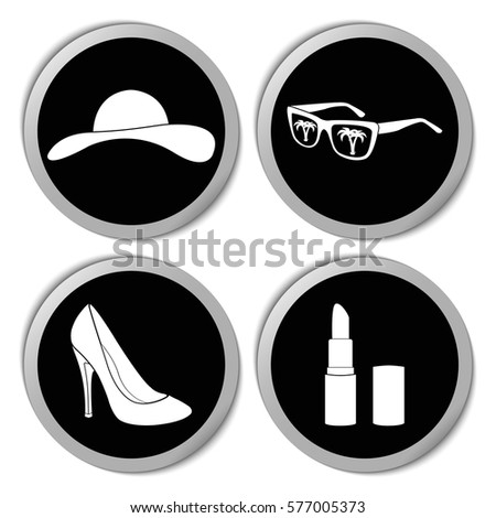 Woman's accessories icons - vector stickers  set