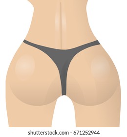 El culo de la mujer. Ilustración vectorial. Bikini negro.