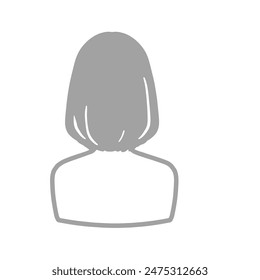 woman's back silhouette illustration bob style gray