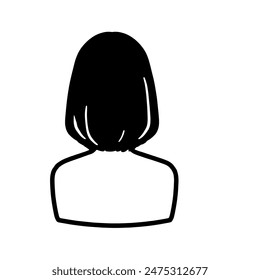 woman's back silhouette illustration bob style black