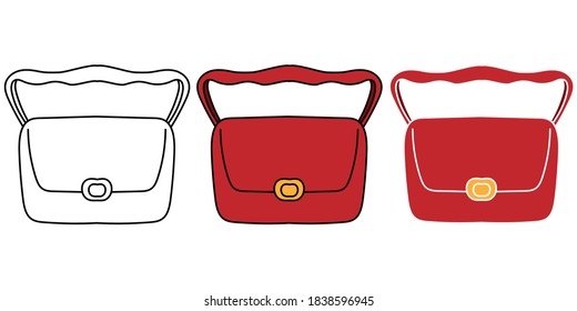 woman's bag hand drawn design vector