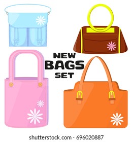 Woman's bags isolated vector set.