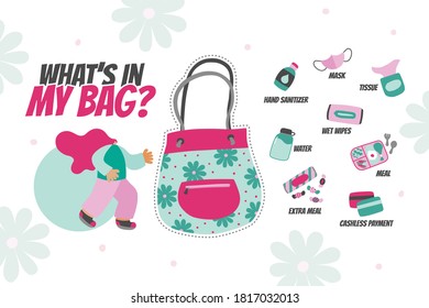 Woman's Belongings Inside Her Bag During New Normal