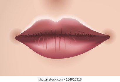 Woman's big red smiling lips - illustration