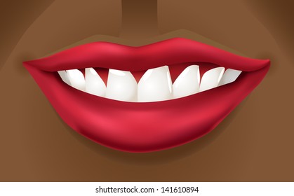 Woman's big red smiling lips - illustration