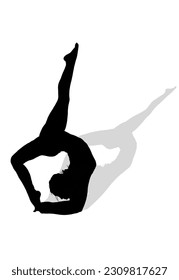 a woman's black shadow silhouette is doing yoga gymnastics