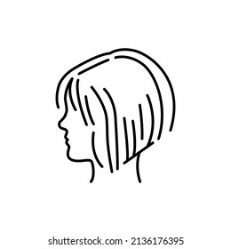 Womans bob haircut color line icon. Beauty industry. Hairdresser service. Pictogram for web page, mobile app, promo.