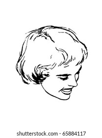 Womans Bob Hairstyle - Retro Clipart Illustration
