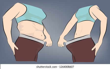 1,643 Weight loss before after cartoon Images, Stock Photos & Vectors