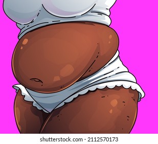 A woman's body with belly fat. Pregnat woman. Healthcare illustration. Vector illustration. 