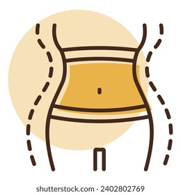 Woman's body care, weight losing vector icon. Graph symbol for fitness and weight loss web site and apps design, logo, app, UI