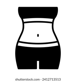 Woman's body care, weight losing vector solid icon. Graph symbol for fitness and weight loss web site and apps design, logo, app, UI