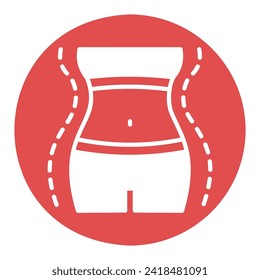 Woman's body care, weight losing vector solid icon. Graph symbol for fitness and weight loss web site and apps design, logo, app, UI