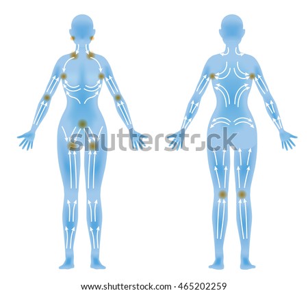 Womans Body Front Back Lymphatic Massage 스톡 벡터(사용료 없음) 465202259