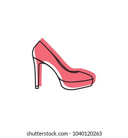 Womans boot icon. Doodle illustration of Womans boot vector icon for web and advertising