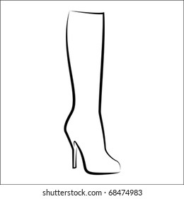 Woman's boot, vector sketch