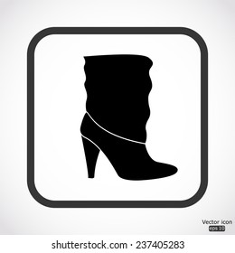 woman's boots icon - black vector illustration