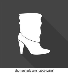 woman's boots icon - vector illustration with long shadow isolated on gray 