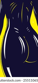 A woman's butt is shown in a black and yellow color scheme. The image is a cartoonish representation of a woman's body, with the focus on her butt