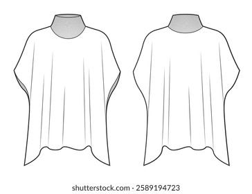 Womans cape poncho flat sketch