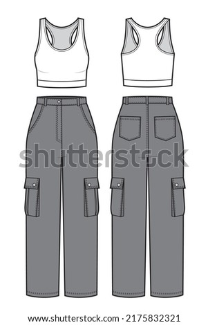 Womans cargo pants and tank top.