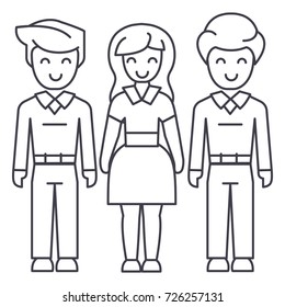 woman's choice, friends, man relations vector line icon, sign, illustration on background, editable strokes
