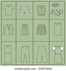 Woman's cloth collection - vector silhouette. EPS10