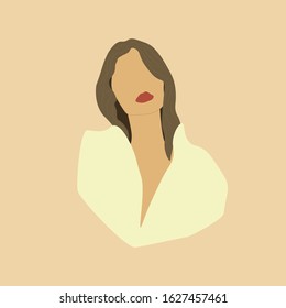 Woman's Collage Sketch Portrait. Abstract Contemporary Art Scandinavian Style. Clipart. Abstract contemporary trendy woman. Vector illustration for interior, print, card, wallpaper, decor, tote bag.
