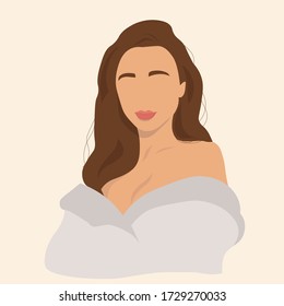 Woman's Collage Sketch Portrait. Abstract Contemporary Art Scandinavian Style. Clipart. Trendy woman. Vector illustration for interior, print, card, wallpaper, decor, bag, clothing. Feminism.
