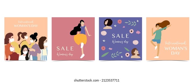 Woman's day background for social media with hand,face,flower