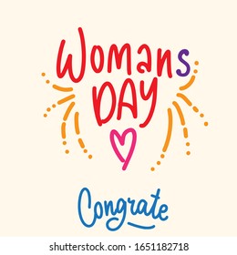 Womans day card, 8 march lettering poster.  Hand drawn card
