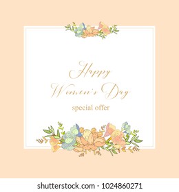 Womans Day collection sale banners.Sale Discount 8 March Happy Women's Day poster. Eighth March gift card.  Spring Holiday Sale. Futuristic, promotion design. Advertising, Marketing, greeting cards