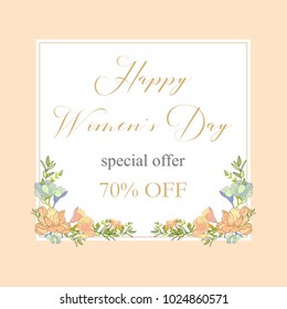 Womans Day collection sale banners.Sale Discount 8 March Happy Women's Day poster. Eighth March gift card.  Spring Holiday Sale. Futuristic, promotion design. Advertising, Marketing, greeting cards