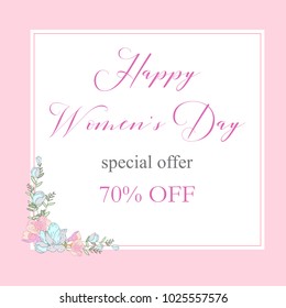 Womans Day collection sale banners.Sale Discount 8 March Happy Women's Day poster. Eighth March gift card.  Spring Holiday Sale. Futuristic, promotion design. Advertising, Marketing, greeting cards, g