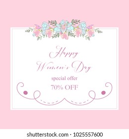 Womans Day collection sale banners.Sale Discount 8 March Happy Women's Day poster. Eighth March gift card.  Spring Holiday Sale. Futuristic, promotion design. Advertising, Marketing, greeting cards, g