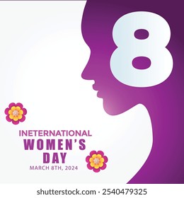 woman's day concept girl face on purple background