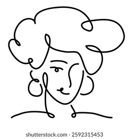 woman's day doodle portrait in vector. Element for poster sticker design logo decoration prints