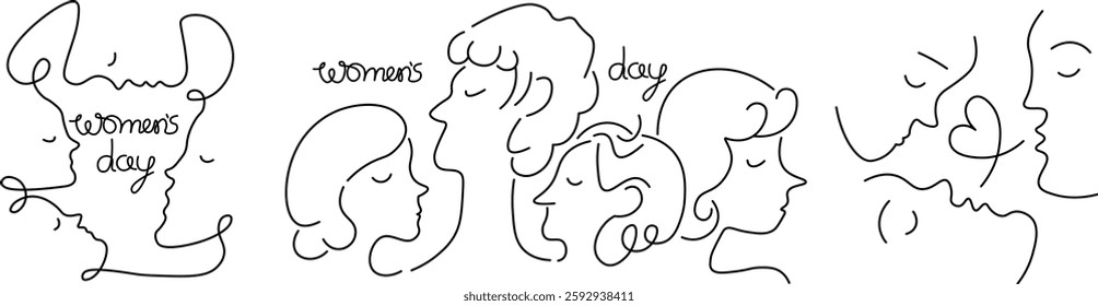 woman's day doodle portrait in vector. Element for poster sticker design logo decoration prints