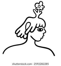 woman's day doodles in vector. Element for poster sticker design logo decoration prints