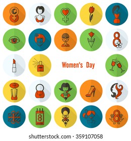 Womans Day Icon Set