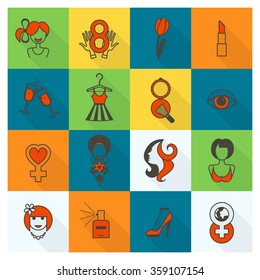 Womans Day Icon Set