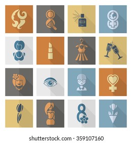 Womans Day Icon Set