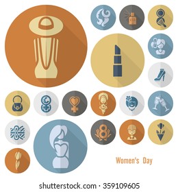 Womans Day Icon Set