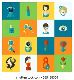 Womans Day Icon Set
